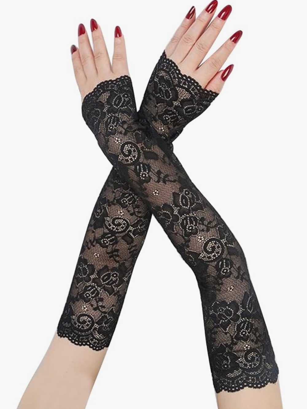 Black goth gothic arm warmers fingerless gloves sleeves accessories accessory